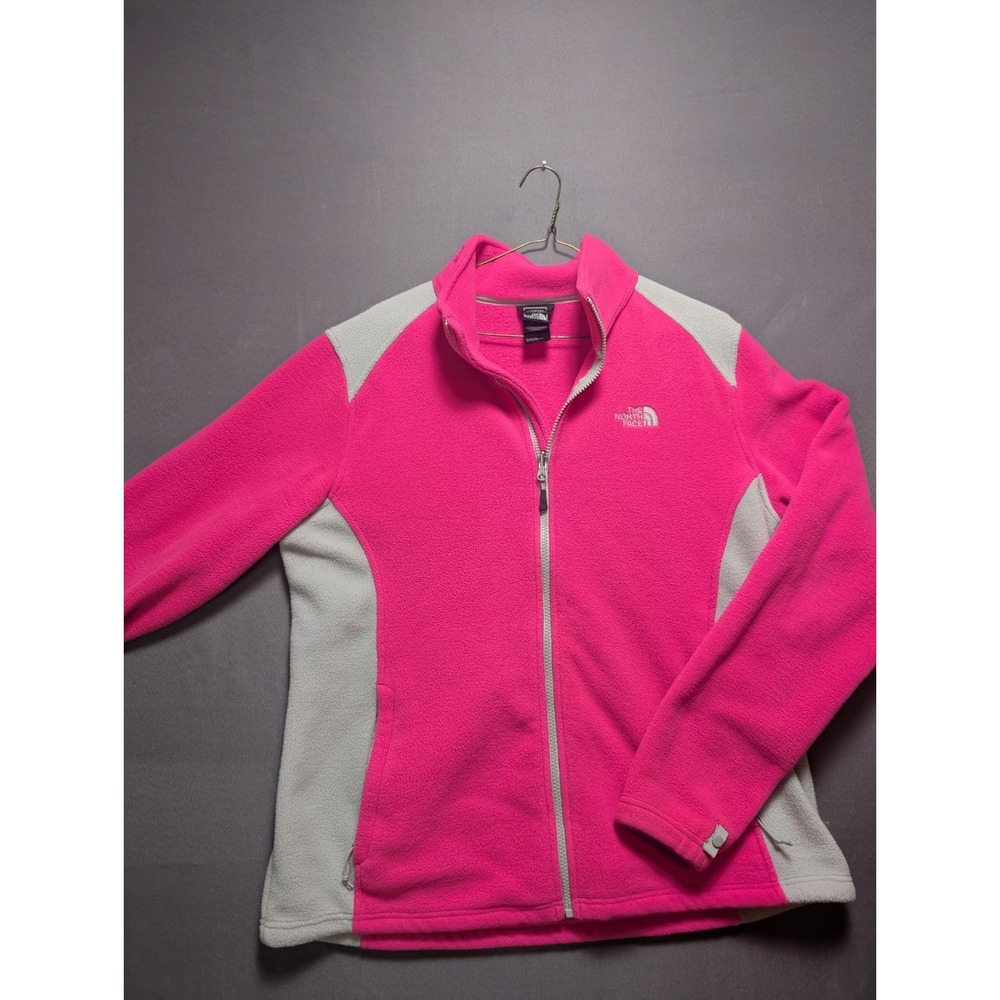 The North Face Fleece Jacket Womens XL Bright Pink Embroidered Logo Full Zip